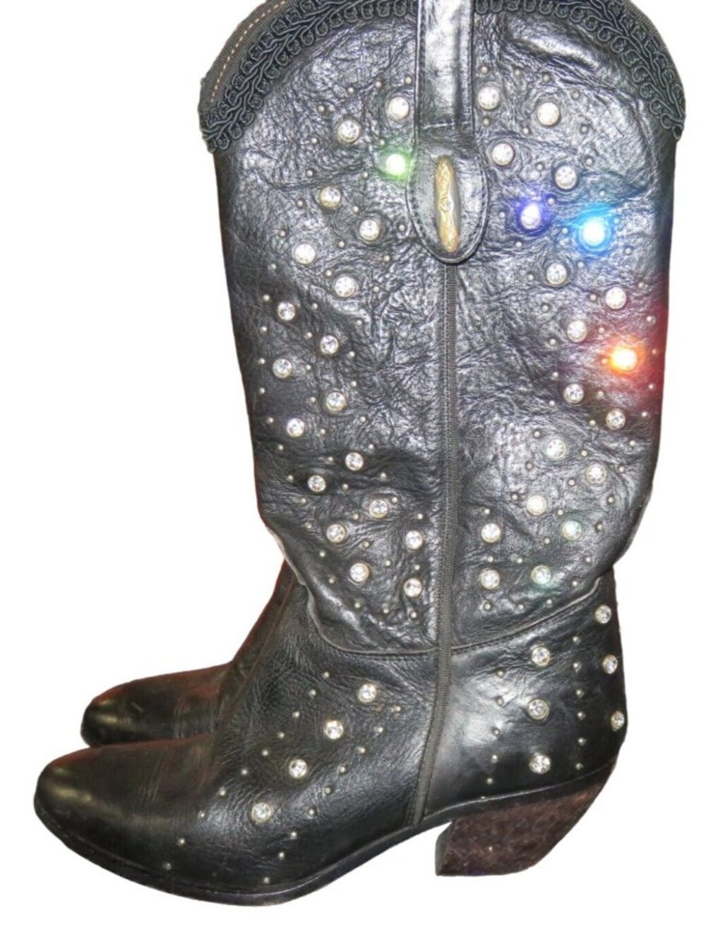 Buttero Italian Leather Rhinestone Embellished Western cowboy boots sz 37 US 7